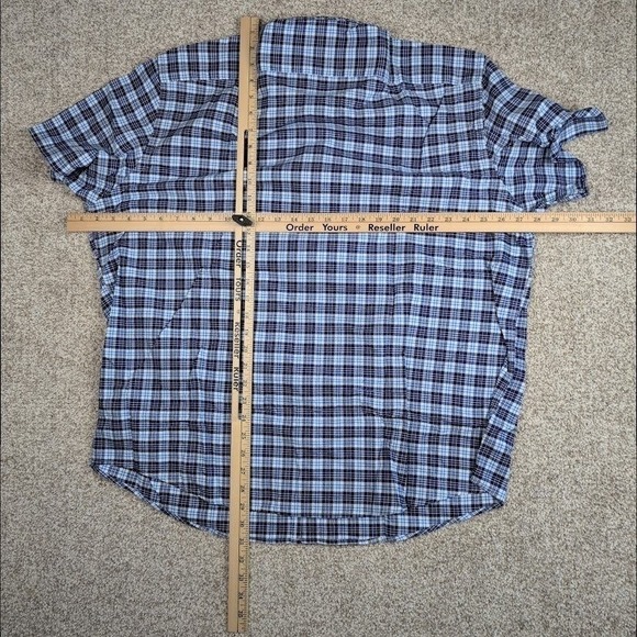 UNTUCKit XXX-Large Blue Plaid Short‎ Sleeve Button Down Casual Shirt - Picture 5 of 5